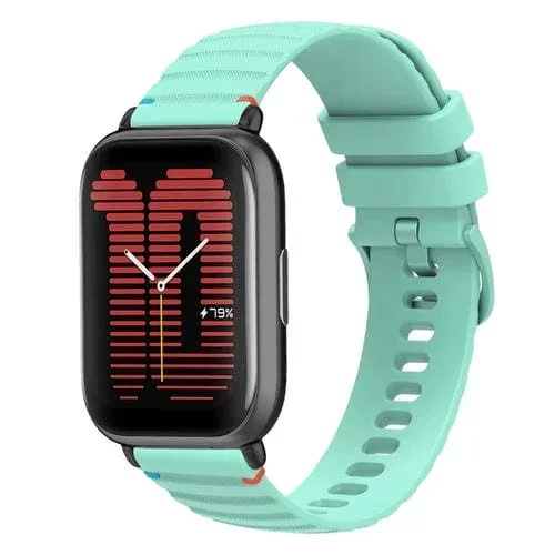 Correa de Silicona Amazfit Active 20mm con Puntadas Onduladas y Puntos (Verde Azulado)
