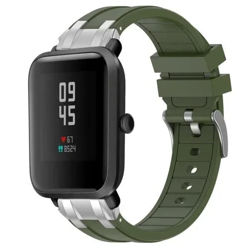Correa de Silicona Amazfit Bip S 20mm con Hebilla Plateada Liberación Rápida (Verde Oliva)