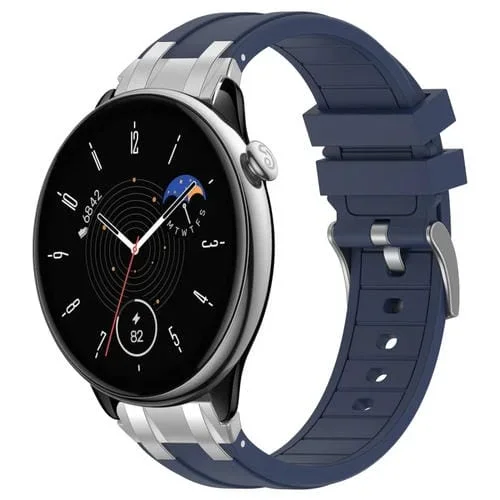 Correa de Silicona Amazfit GTR Mini 20mm con Hebilla Plateada y Liberación Rápida (Azul Marino)