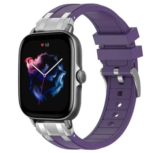 Correa de Silicona Amazfit GTS 3 20mm con Hebilla Plateada Liberación Rápida (Morado)