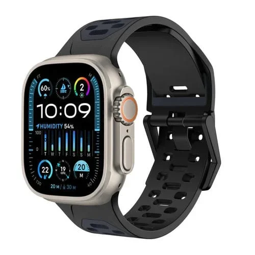 Correa de Silicona Bicolor Meteorite para Apple Watch Ultra 49mm (Negra y Gris)