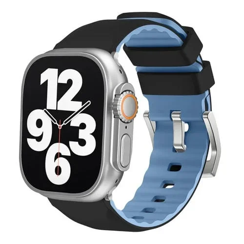 Correa de Silicona Bicolor para Apple Watch Series 5 40mm (Negro + Azul)