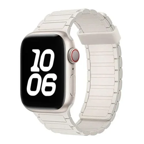 Correa de Silicona con Aro Magnético de Tres Cuentas para Apple Watch Se 2023 de 40mm (Starlight)