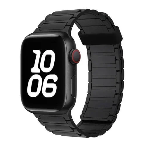 Correa de Silicona con Aro Magnético de Tres Cuentas para Apple Watch Series 7 de 45mm (Negra)