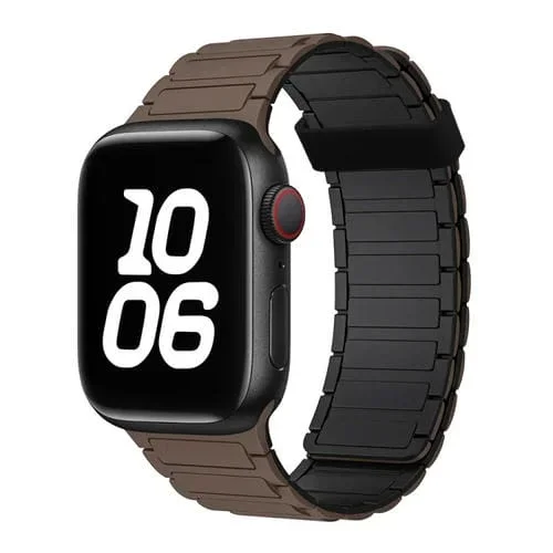 Correa de Silicona con Aro Magnético de Tres Cuentas para Apple Watch Series 8 45mm (Negro Chocolate)