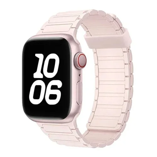 Correa de Silicona con Aro Magnético de Tres Cuentas para Apple Watch Ultra 49mm (Rosa Brillante)
