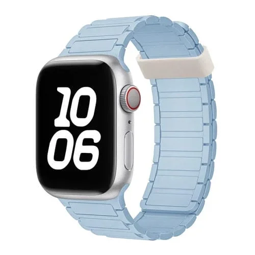 Correa de Silicona con Aro Magnético para Apple Watch Series 6 44mm (Azul Bebé)