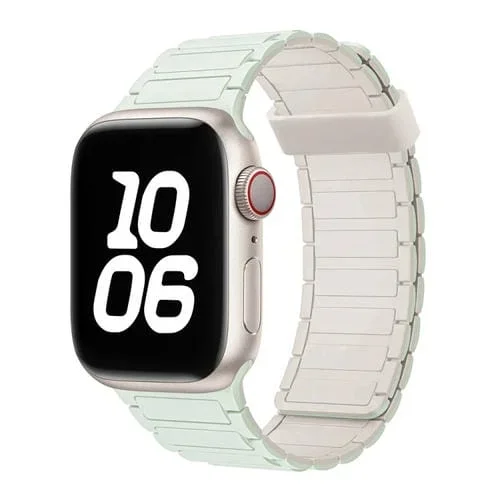 Correa de Silicona con Aro Magnético Tres Cuentas para Apple Watch Series 6 44mm (Menta Clara)