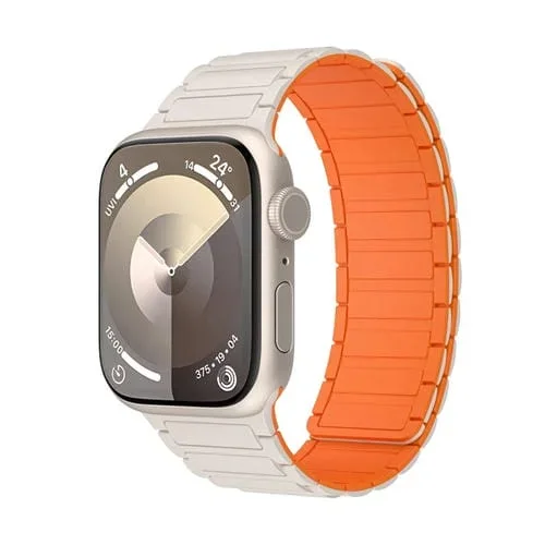 Correa de Silicona con Cierre Magnético para Apple Watch Series 9 de 45mm (Naranja Starlight)