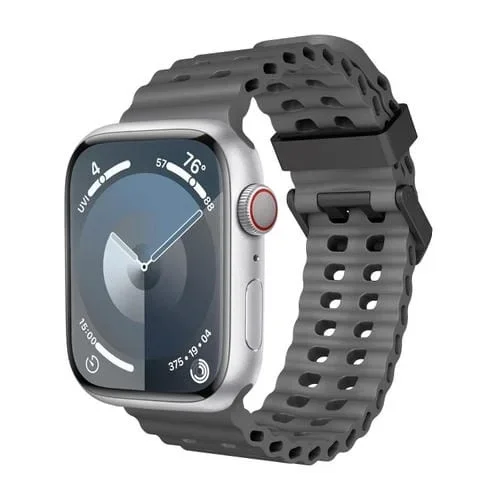 Correa de Silicona con Dos Agujeros en Forma de Océano para Apple Watch Series 6 44mm (Gris)
