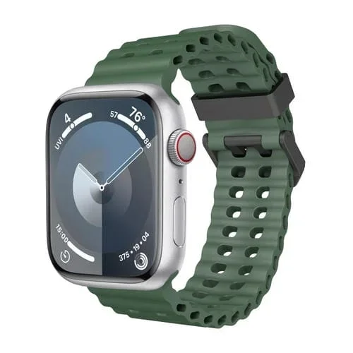 Correa de Silicona con Dos Agujeros para Apple Watch Se 44mm Diseño de Océano (Verde Bosque)