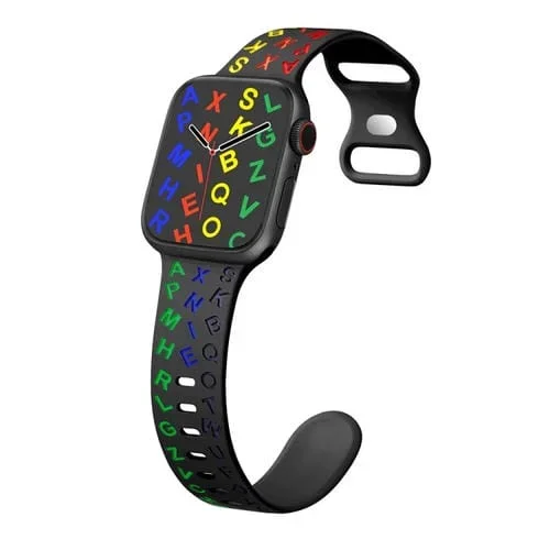 Correa de Silicona con Hebilla de Mariposa para Apple Watch Se 44mm (Negro)