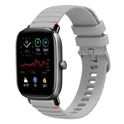 Correa de Silicona con Puntadas Onduladas y Puntos para Reloj Amazfit GTS 2 Mini 20mm (Gris)