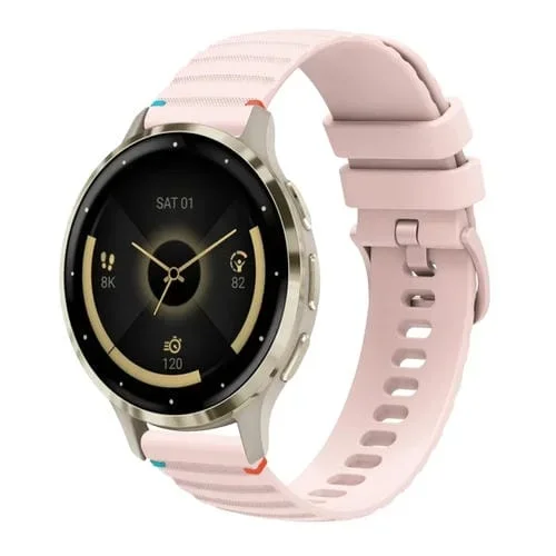 Correa de Silicona con Puntadas Onduladas y Puntos para Reloj Garmin Venu 3S 18mm (Rosa)