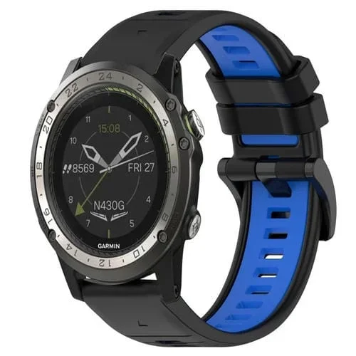 Correa de Silicona Deportiva 26mm para Garmin D2 Charlie (Negro + Azul)
