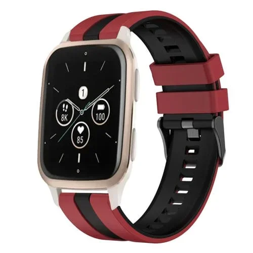 Correa de Silicona Deportiva Garmin Forerunner Sq2 Music 20mm (Rojo y Negro)