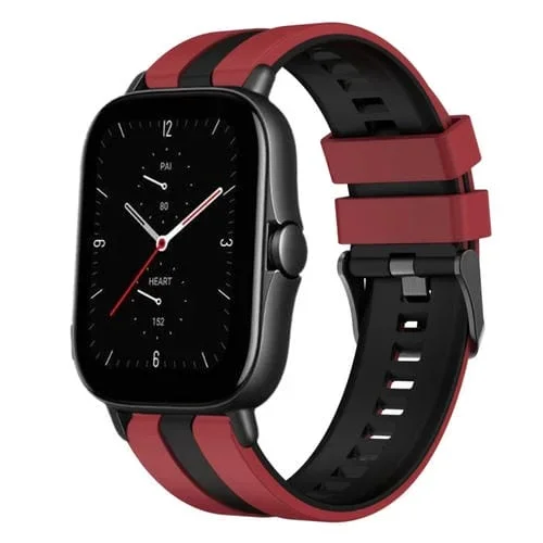 Correa de Silicona Deportiva para Amazfit GTS 2E 20mm (Rojo + Negro)