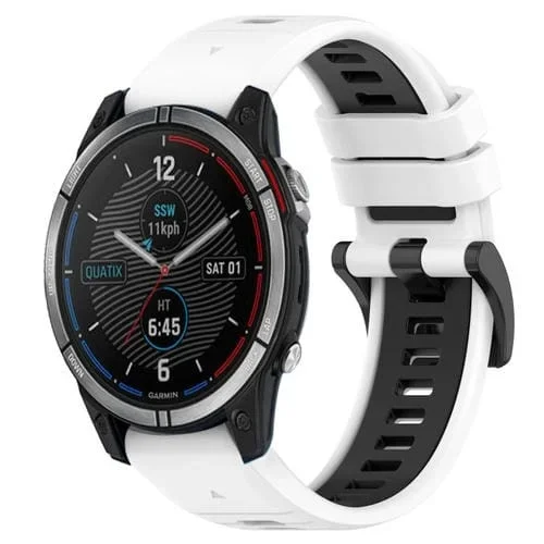 Correa de Silicona Deportiva para Garmin Quatix 7 de 22mm (Blanco + Negro)