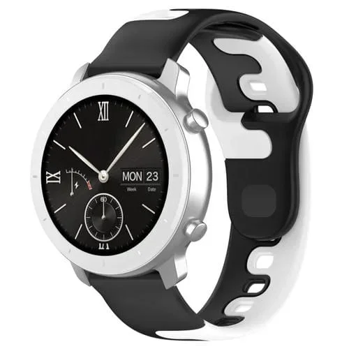 Correa de Silicona Doble Color para Amazfit Pop 20mm (Negro + Blanco)