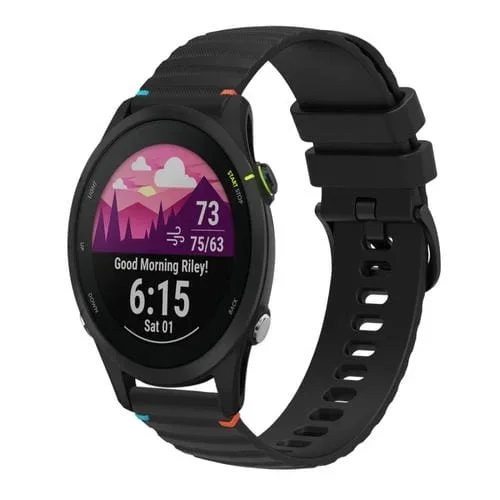 Correa de Silicona Garmin Forerunner 255 22mm con Puntadas Onduladas y Puntos (Negra)