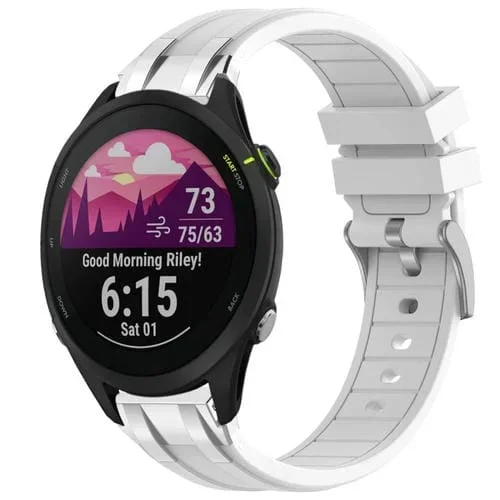 Correa de Silicona Garmin Forerunner 255 22mm Hebilla Plateada Liberación Rápida (Blanca)