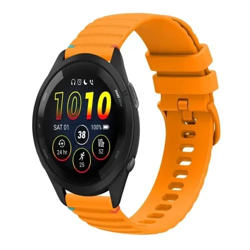 Correa de Silicona Garmin Forerunner 265 Music 22mm con Costuras Onduladas y Puntos (Amarillo Ámbar)