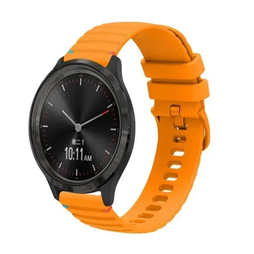 Correa de Silicona Garmin Vivomove 3 20mm con Puntadas Onduladas y Puntos (Amarillo Ámbar)