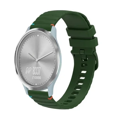 Correa de Silicona Garmin Vivomove Hr Sport 20mm con Costuras Onduladas (Verde Militar)