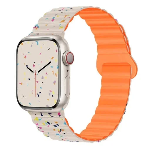 Correa de Silicona Magnética para Apple Watch Series 4 40mm (Starlight + Orange)