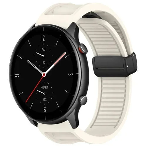 Correa de Silicona para Amazfit GTR 2E con Hebilla Magnética Plegable 22mm (Luz de Estrella)