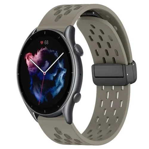Correa de Silicona para Amazfit GTR 3 con Cierre Magnético Plegable de 22mm (Ceniza Espacial)