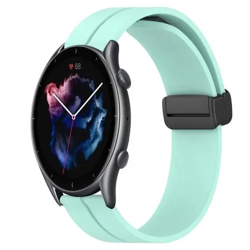 Correa de Silicona para Amazfit GTR 3 Pro 22mm con Cierre Magnético (Verde Azulado)