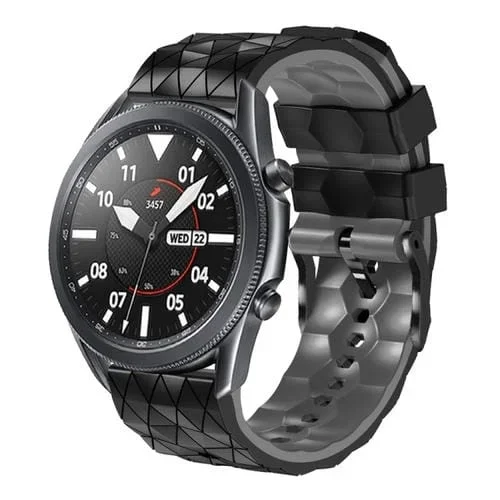 Correa de Silicona para Amazfit GTR 3 Pro 22mm con Patrón de Fútbol y Dos Colores (Negro + Gris)