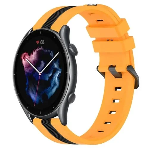 Correa de Silicona para Amazfit GTR 3 Pro 22mm Dos Colores Vertical (Amarillo + Negro)
