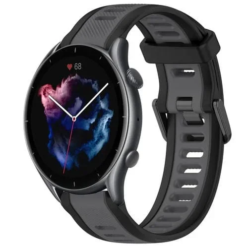 Correa de Silicona para Amazfit GTR 3 Pro 22mm (Gris + Negro)