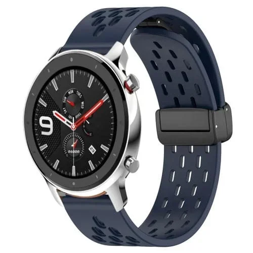 Correa de Silicona para Amazfit GTR 4 con Cierre Magnético Plegable 22mm (Azul Medianoche)