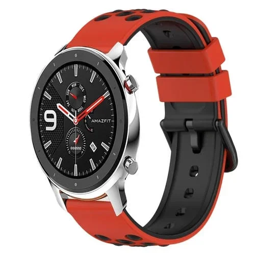 Correa de Silicona para Amazfit GTR 42mm 20mm Dos Colores (Negro + Verde Lima)