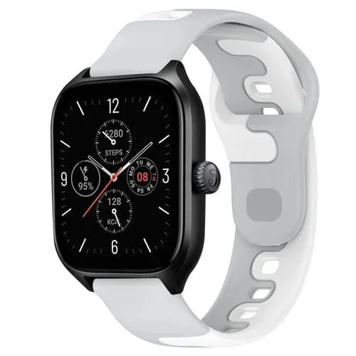 Correa de Silicona para Amazfit GTS 4 20mm Doble Color (Gris + Blanco)