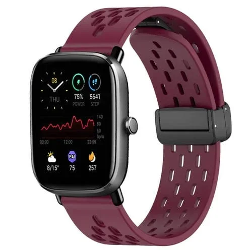 Correa de Silicona para Amazfit GTS 4 Mini con Cierre Magnético Plegable 20mm (Borgoña)