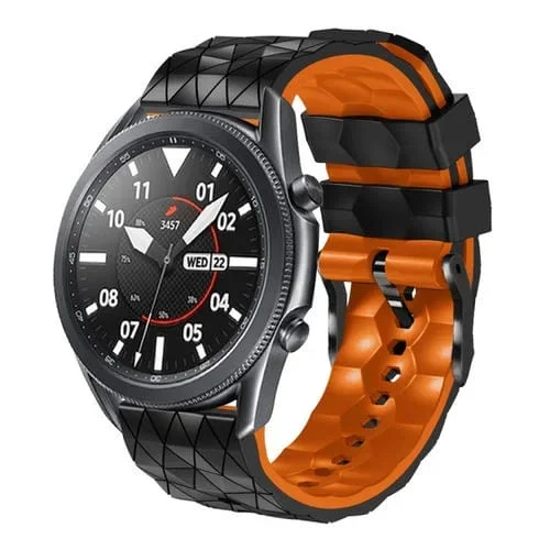 Correa de Silicona para Amazfit Pace 22mm con Patrón de Fútbol Dos Colores (Negro + Naranja)