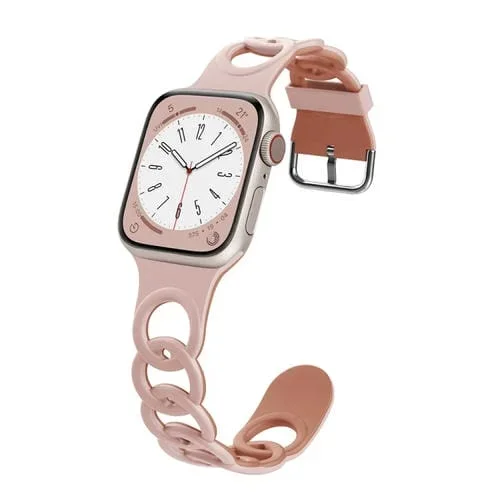 Correa de Silicona para Apple Watch SE 2022 Donut Hollow 44mm (Rosa Gris)