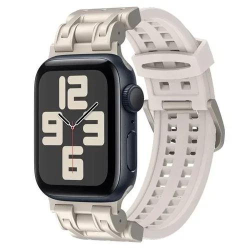 Correa de Silicona para Apple Watch Se 2023 44mm Mecha de Dos Garras (Luz de Estrella)