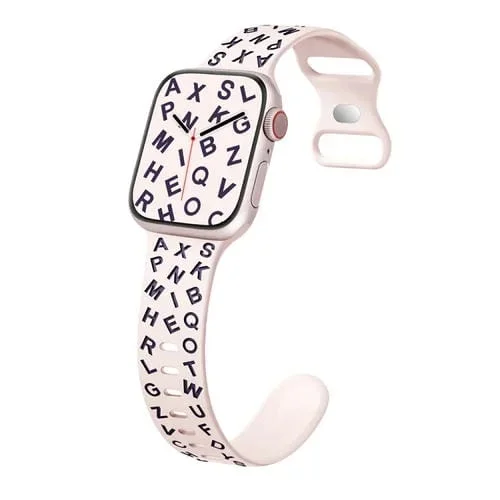 Correa de Silicona para Apple Watch Se 44mm con Hebilla de Mariposa y Letras (Rosa Brillante, Humo y Morado)