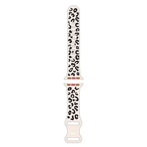 Correa de Silicona para Apple Watch SE 44mm Estampado Leopardo Cóncavo (Negro Starlight)