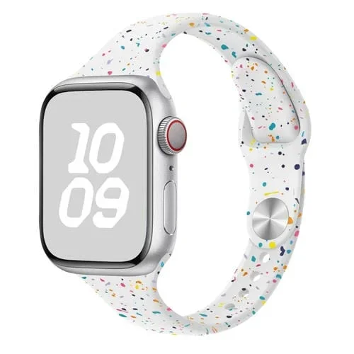 Correa de Silicona para Apple Watch Series 3 42mm con Puntos Coloridos (Blanco)