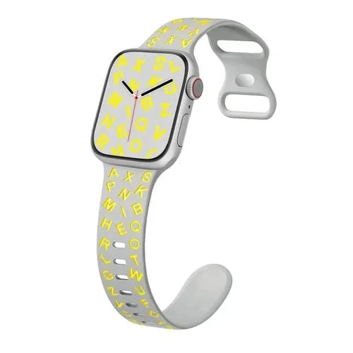 Correa de Silicona para Apple Watch Series 5 44mm con Hebilla de Mariposa (Gris y Amarillo)