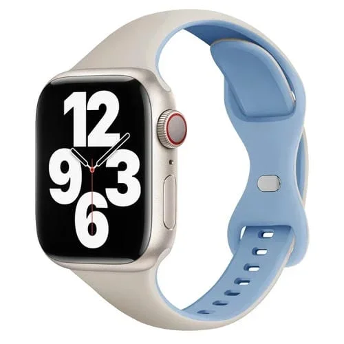 Correa de Silicona para Apple Watch Series 6 40mm con Hebilla de Mariposa (Azul Niebla Blanca)