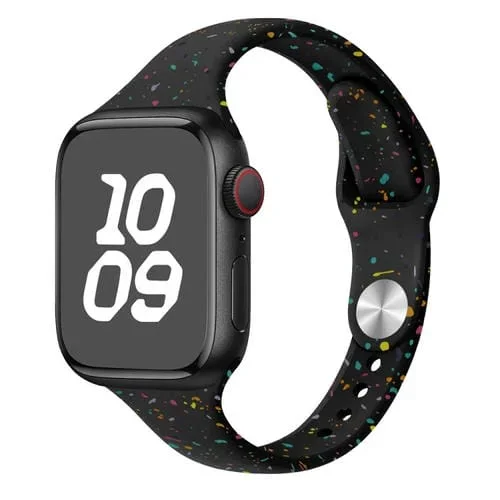 Correa de Silicona para Apple Watch Series 8 41mm con Puntos Coloridos (Negro)