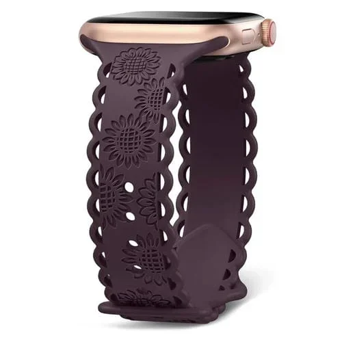 Correa de Silicona para Apple Watch Series 8 45mm con Relieve Girasol (Púrpura Oscuro)