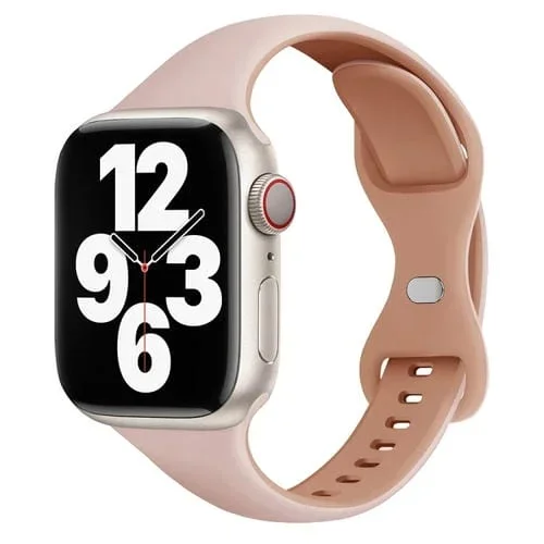 Correa de Silicona para Apple Watch Series 9 41mm con Hebilla de Mariposa Dos Colores (Rosa Gris)